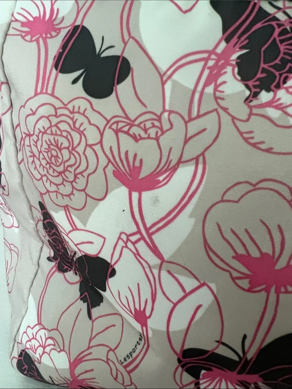 LeSportsac | Pink Tan White & Dark Gray Floral Tote Bag Size 9